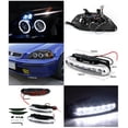 thumbnail image 2 of Spec-D Tuning LED Black Projector Headlights + 6-LED 6000K Bumper Fog Lamps Compatible with 1996-1998 Honda Civic Left + Right Pair Headlamps Assembly, 2 of 2