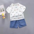 thumbnail image 4 of Odeerbi 6M-5Y Niños Trajes de Verano Algodón Manga Corta Camisa Jeans Pantalones Cortos Conjunto Coche Impreso Camisa Denim Pantalones Cortos Dos Piezas, 4 of 5