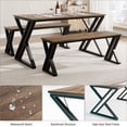 thumbnail image 4 of 4-person dining mesa bench set: small kitchen mesa con x metal frame, space-saving para apartment dining room, 4 of 7