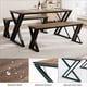 thumbnail image 4 of 4-person dining mesa bench set: small kitchen mesa con x metal frame, space-saving para apartment dining room, 4 of 7