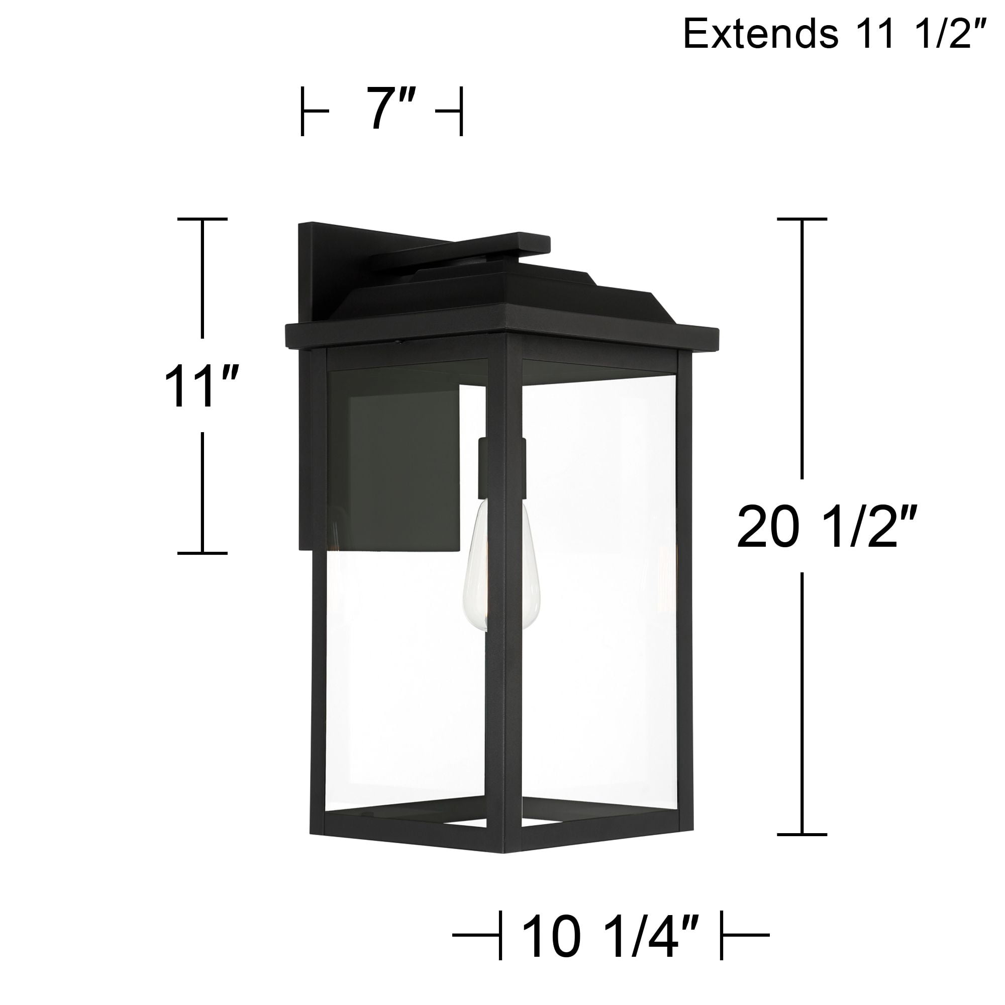 John Timberland Eastcrest Modern Outdoor Wall Light Fixtures Set of 2 Textured Black Metal 20 1/2" Clear Glass for Post Exterior Barn Deck