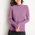 thumbnail image 7 of Women's 100% Cotton Seamless Sweater Mock Neck Long Sleeve Ribbed Knitted Pullover Tops, 7 of 7