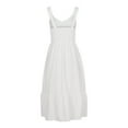 thumbnail image 5 of Women Sleeveless Dress Bohemian Lace Ruffle Tiered White Sundress V Neck A Line Swing Beach Dress Knee Length, 5 of 5
