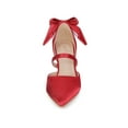 thumbnail image 5 of BLISSFUL STEP Women's Shoes Satin High Heel Pumps Bow Decor Pointed Toe Slip-On Shoes Red 6, 5 of 7