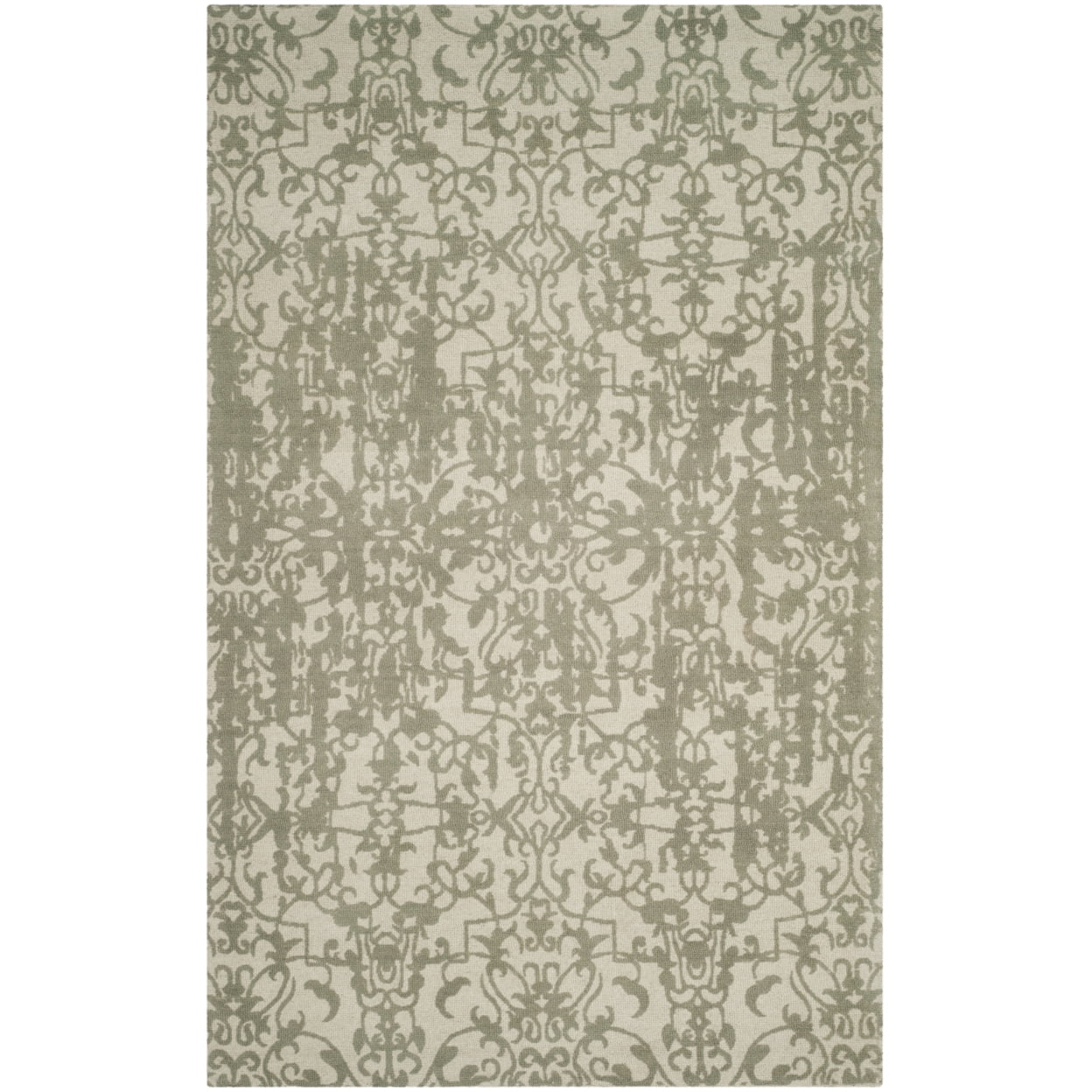 SAFAVIEH Restoration Vintage Alannah Floral Wool Area Rug, Light Sage/Grey, 5' x 8'