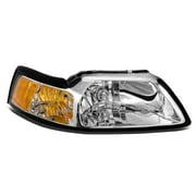DNA Motoring OEM-HL-0013-R For 1999 to 2004 Ford Mustang 1PC Factory Style Headlight Headlamp Assembly Right / Passenger Side (Chrome) 00 01 02 03 FO2502177