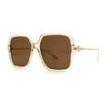 thumbnail image 3 of Womens Luxury Thin Metal Arm Mod Rectangle Butterfly Sunglasses Beige Brown, 3 of 5