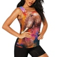 thumbnail image 2 of Xecao Oil Paintings of Elephants print women's scoop neck, loose-fit workout tank tops for the gym., 2 of 9