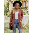 thumbnail image 6 of Women'S 2025 Fall Fashion Cardigan Soft Knit Cardigan for Women Long Sleeve Open Front Coat with Pockets Brick Red L, 6 of 9