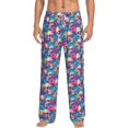 thumbnail image 2 of Picia Skull blue leaf Mens Soft Woven Cotton Elastic Waistband Sleep Pajama Pant Lounge Sleep Pant With Pockets And Drawstring-X-Large, 2 of 9