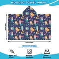 thumbnail image 2 of Dark Blue Mermaid Princess Pattern Hooded Bath Towel，50"x30" for Ages 3 To 12 Kids, Quick Dry Lightweight Soft Microfiber Hood Beach Towel Cover Up for Kids, 2 of 7