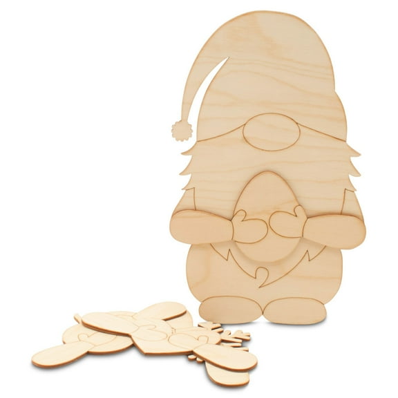Holiday Gnomes for All Season Set of Cutouts 12-inch, Pack of 1 Wood Gnome Door Hanger Interchangeable Decor to Paint, by Woodpeckers