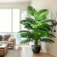 thumbnail image 3 of 2 pieces artificial Plants green palm trees, suitable for outdoors, home decoration, garden terrace courtyard living room wedding hotel decoration, suitable for Easter, St. Patrick's   Decorative, 3 of 12