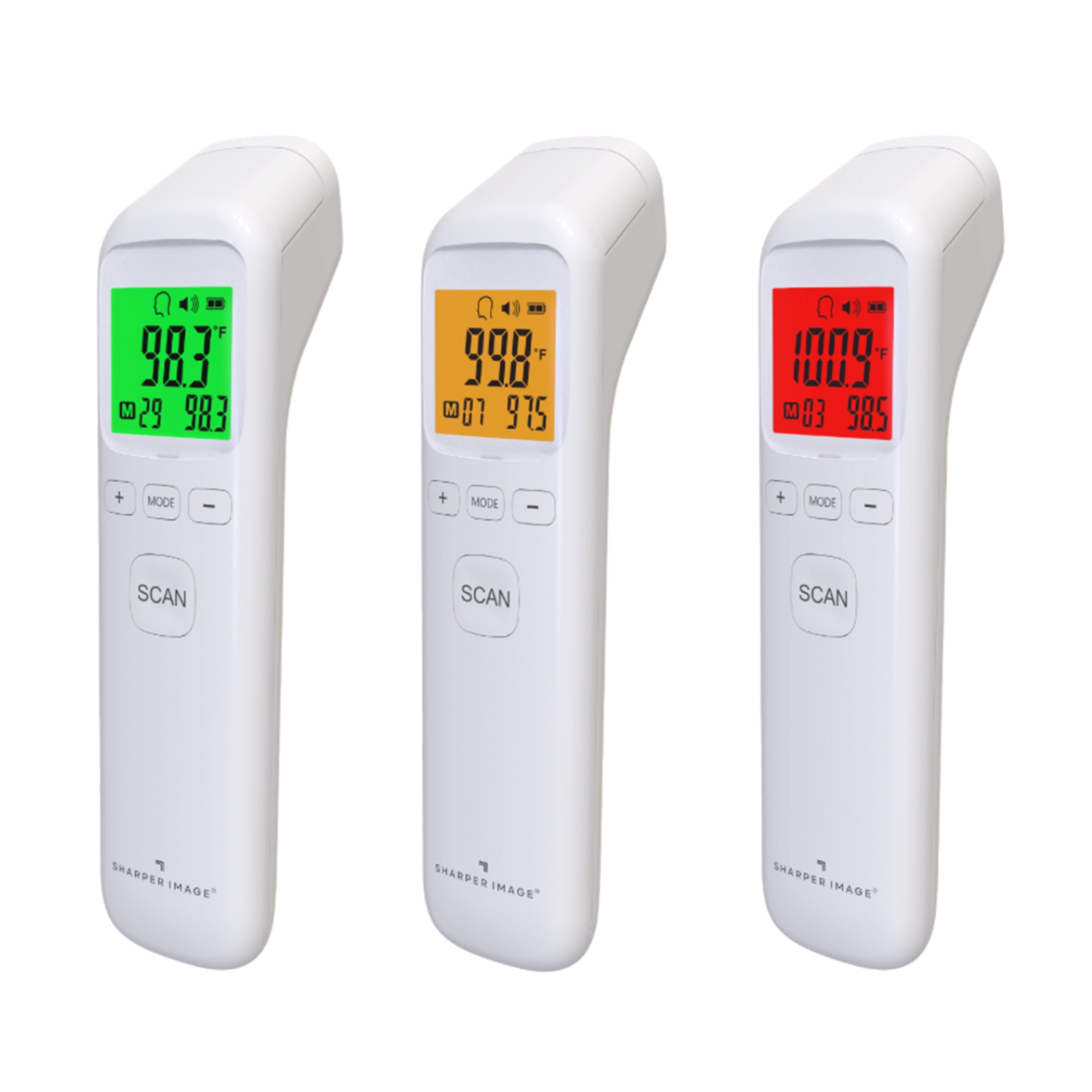 Sharper Image Digital Thermometer with Infrared Non-Contact Technology, 3 Color Display, Backlit LCD Screen, Fast Temperature Reading, 1 Count