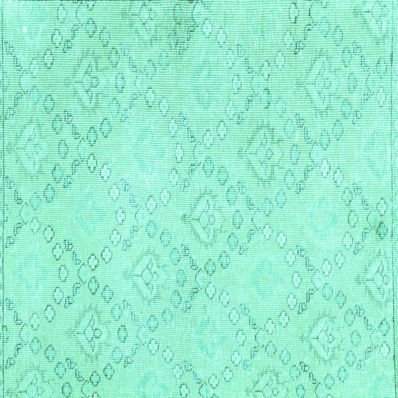 Ahgly Company Machine Washable Indoor Square Abstract Turquoise Blue Contemporary Area Rugs, 3' Square