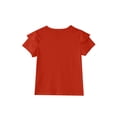 thumbnail image 3 of CCRFTGI Shirts for Girls 10-12 Ruffle Short Sleeve Casual Tee Shirt Girls Fashion Little V Neck Summer Shirts Basic Tees Red 3-4 Years, 3 of 6