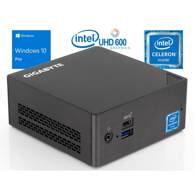 GIGABYTE BRIX Mini PC, Intel Quad-Core Celeron J4105 Upto 2.5GHz, 8GB RAM, 1TB NVMe SSD + 1TB HDD, HDMI, Mini DisplayPort, LAN, Wi-Fi, Bluetooth, Windows 10 Pro