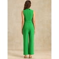 thumbnail image 4 of DARING DIVA Women's Casual Sleeveless Shawl Collar Office Jumpsuit S Grass Green, 4 of 6