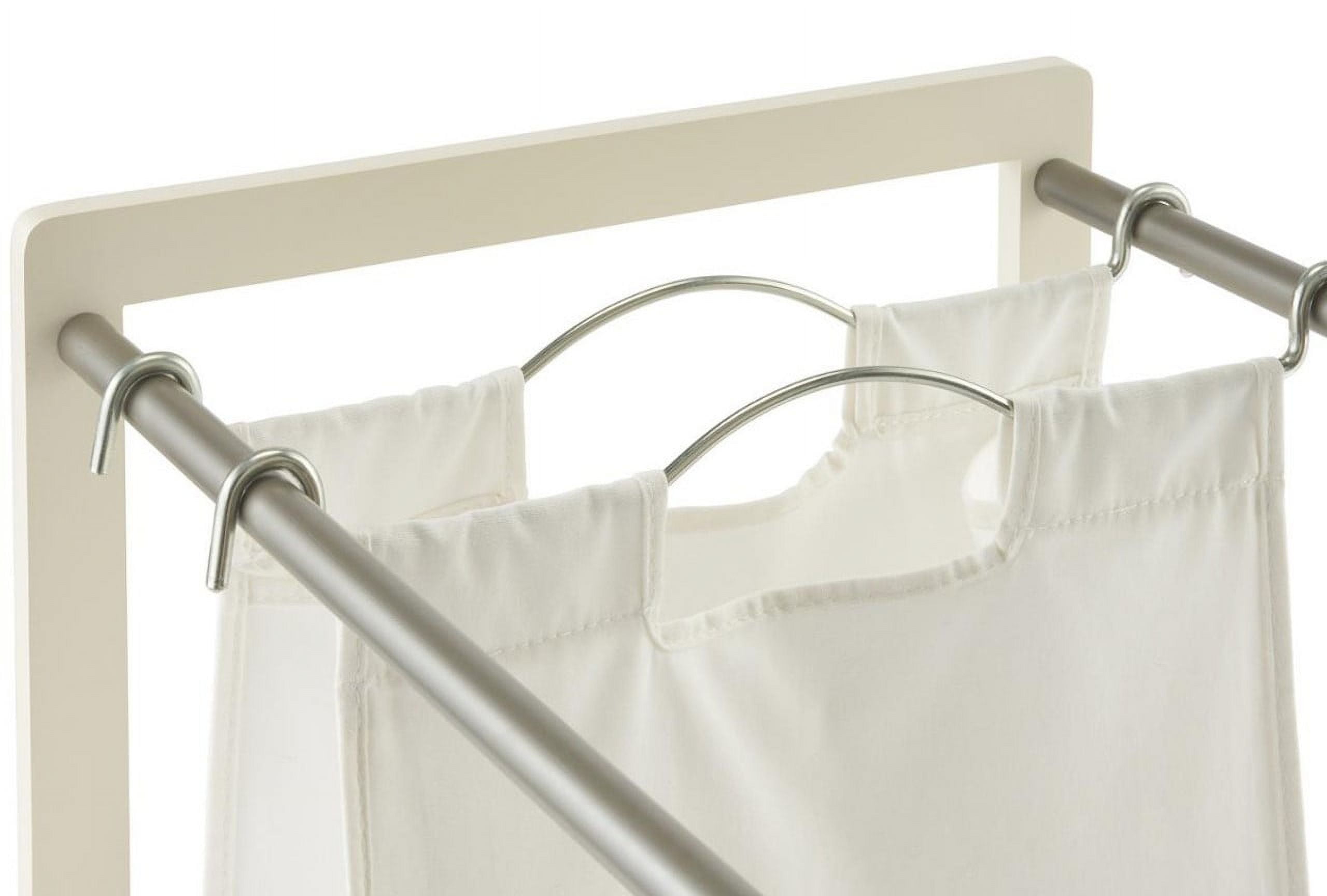 TRINITY 3-Bag White Laundry Cart w/ Champagne Poles