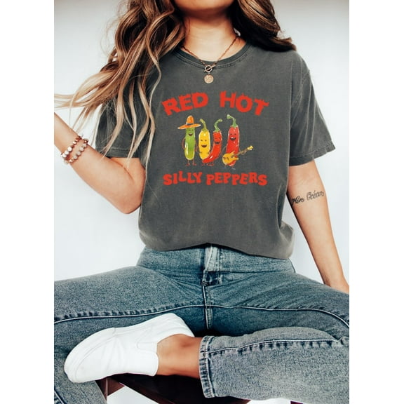 Red Hot Peppers T-Shirt, Red Hot Silly Peppers Tour Shirt, Funny Vintage Women's Graphic Tee, Humorous Shirt