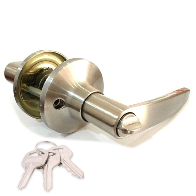 Irfora Juego de cerradura de palanca de puerta de baño de privacidad para puerta interior de hogar Aleación de zinc Manija de cerradura de puerta de dormitorio de servicio pesado con 3 llaves Irfora Juego de cerradura de perilla de puerta