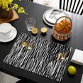 thumbnail image 3 of Black Striped Placemats Set of 8, Retro Wave Lines Texture Simple Placemats for Dining Table, Place Mats for Kitchen Tabletop, Waterproof Wipeable Dining Table Mats Set, 3 of 9