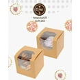 thumbnail image 3 of 10/20/30pcs KhakiSingle Cupcake Boxes Paper with Insert and Clear Window,Fold Individual Cupcake Containers for Muffins Party, 3 of 8