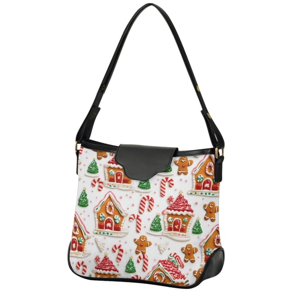 ALAZA Women Hobo Shoulder Handbag Gingerbread Christmas Print Tote Bag Large Capacity Purse