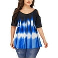 thumbnail image 1 of Pompotops Femmes Mode Casual Col Rond Grande Taille Top Découpe T-Shirt, 1 of 5