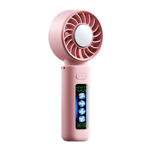 Ventilador portátil, ventilador USB personal con pantalla digital, mini ventilador de bolsillo para refrigeración Rosa