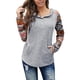 thumbnail image 1 of Sudadera con capucha para mujer, manga larga, estampado, botón de empalme, cordón frontal, Top de otoño para invierno, otoño, gris, XL, 1 of 7