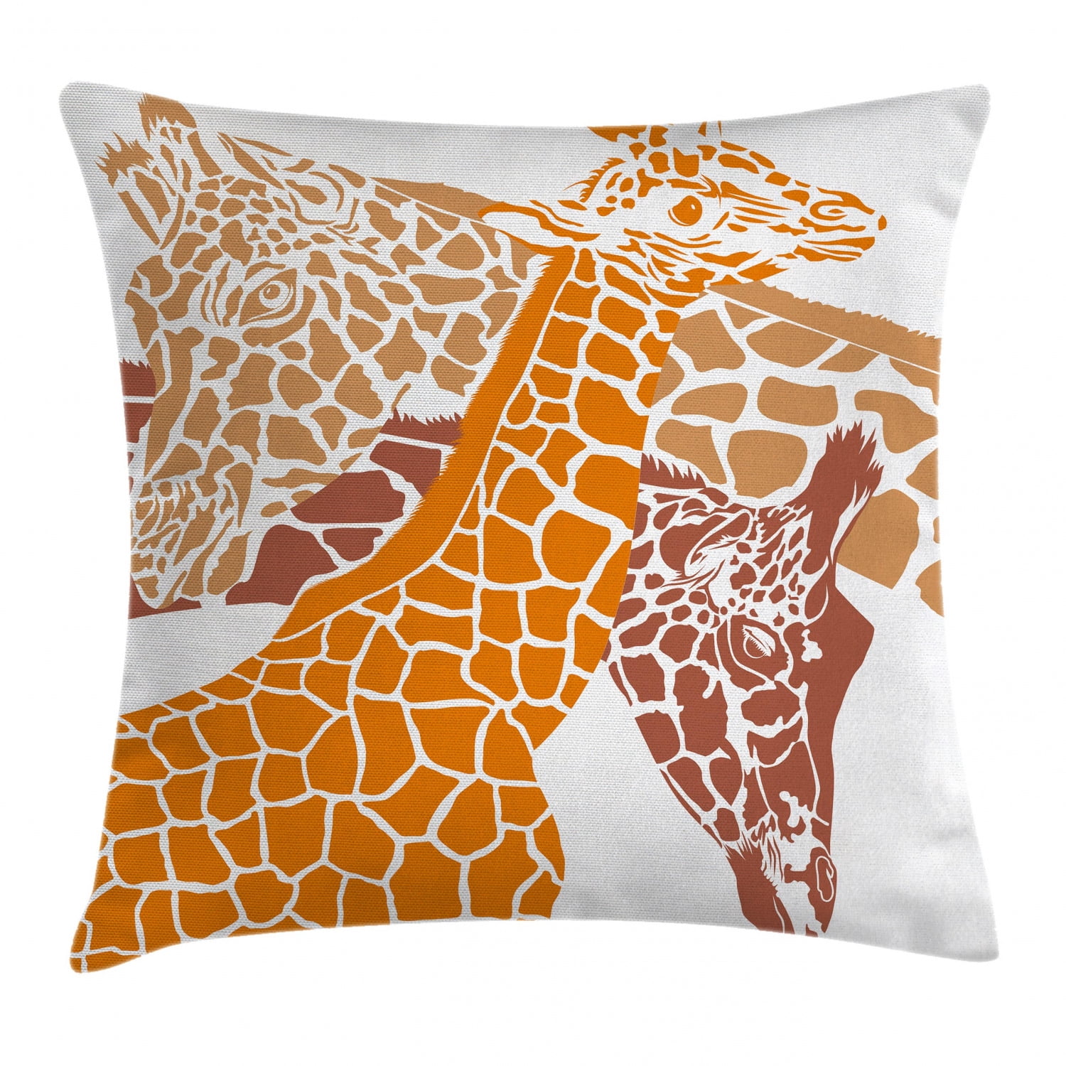 Giraffe Throw Pillow Cushion Cover Sketch Of A Family Safari Wildlife In African Tall Animal Zoo Camouflage Decorative Square Accent Pillow Case 16 X 16 Inches Orange White Brown By Ambesonne