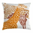 thumbnail image 1 of Giraffe Throw Pillow Cushion Cover, Sketch of A Family Safari Wildlife in African Tall Animal Zoo Camouflage, Decorative Square Accent Pillow Case, 18 X 18 Inches, Orange White Brown, by Ambesonne, 1 of 2