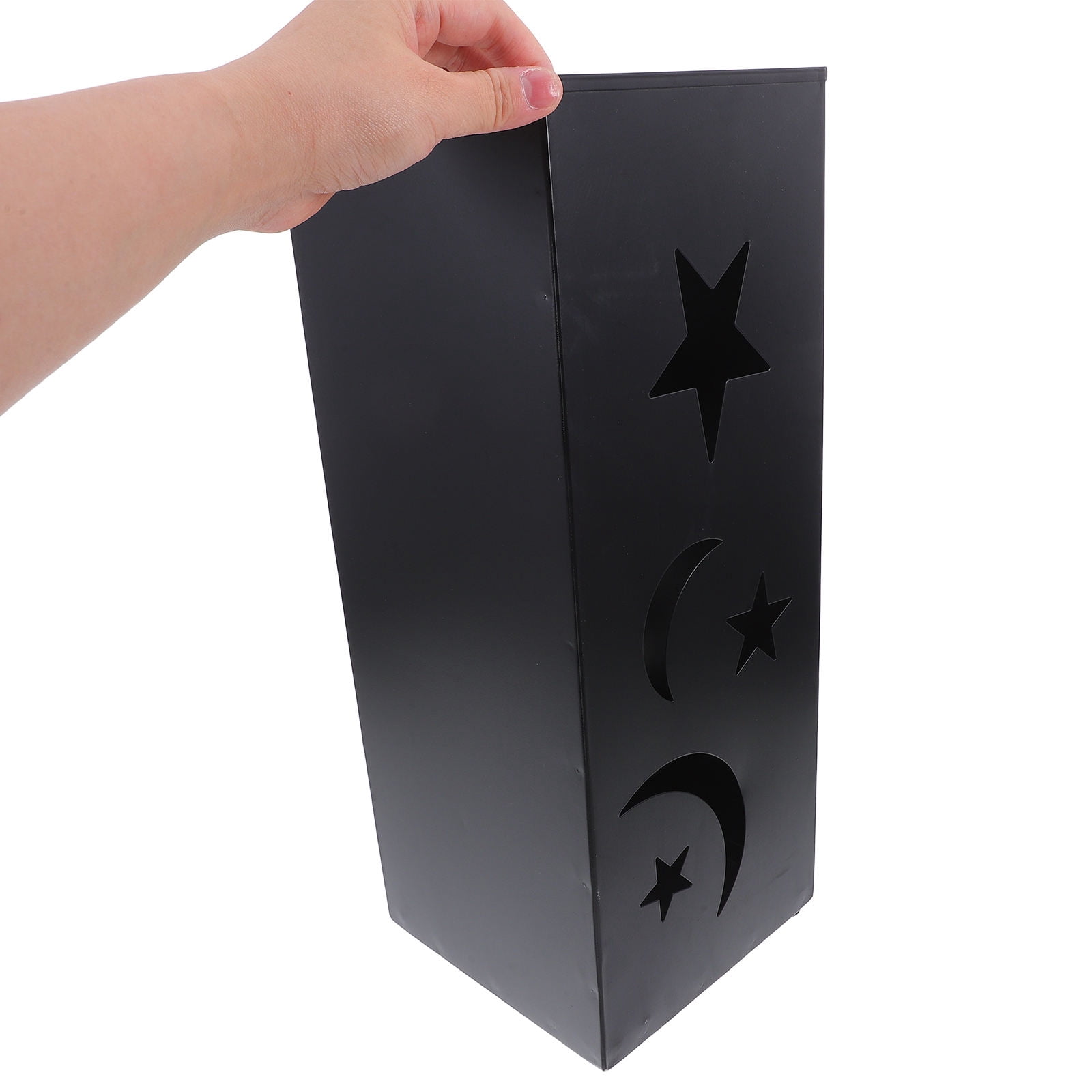 Raindrops Black Metal Umbrella Stand with Star & Moon Design, Indoor Outdoor Holder for Home, Office, Entryway