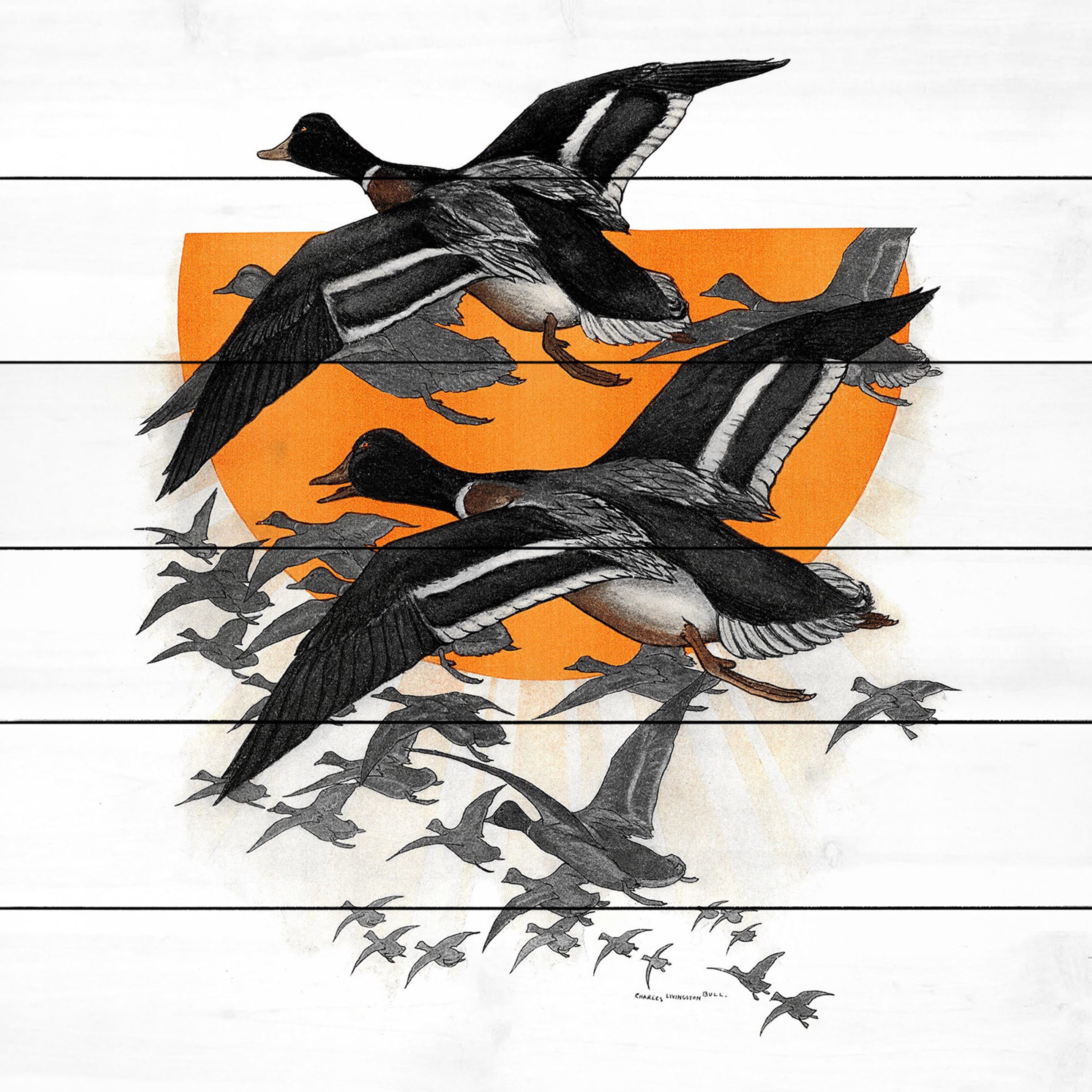 Marmont Hill "Flock of Geese" Painting Print on White Wood