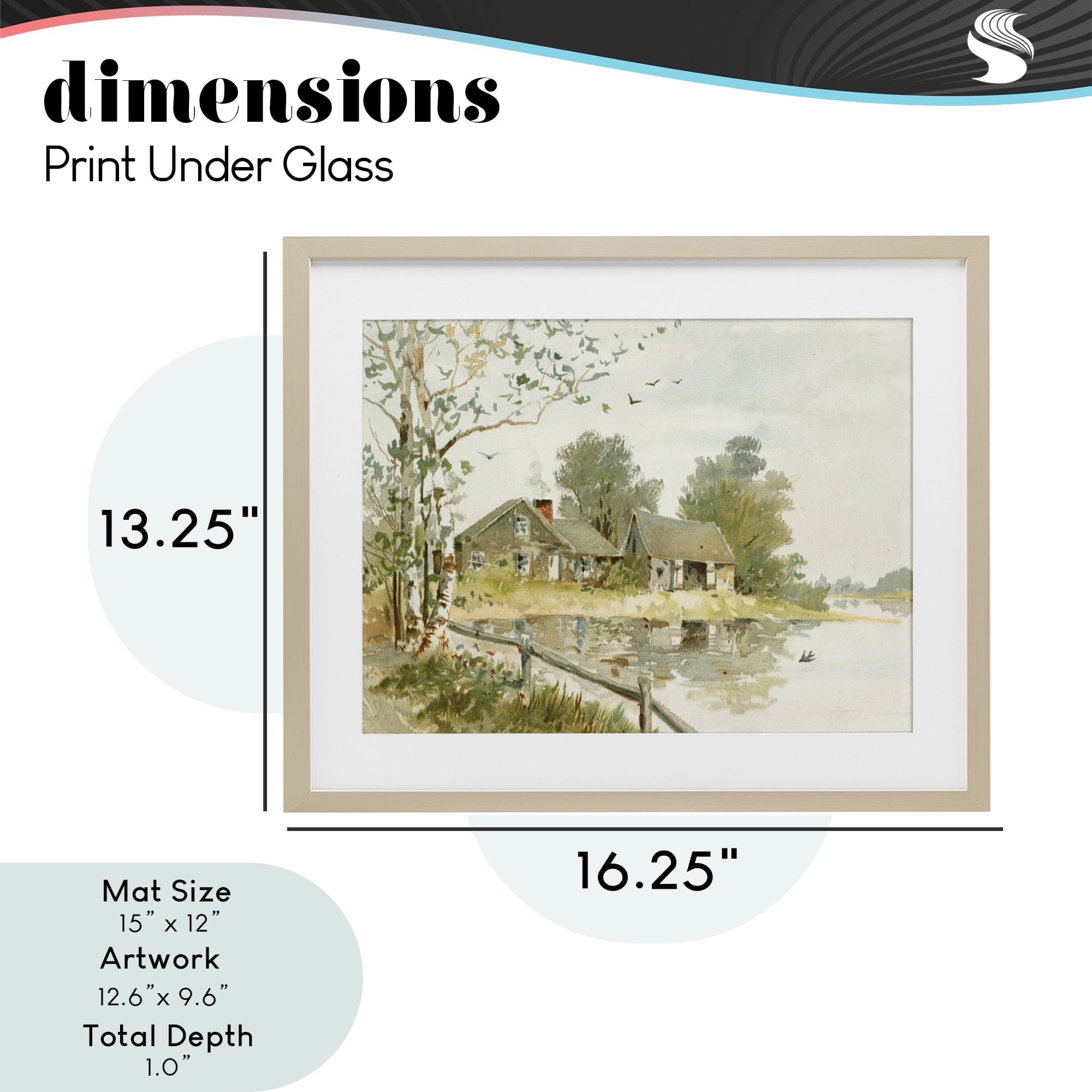 Cabin Along River's Edge Birch Framed Print Under Glass, design by Lettered and Lined