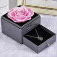 thumbnail image 1 of Joyero con rosa eterna Yashi collar de amor en 100 idiomas flores preservadas estuche para anillo de propuesta regalos de Navidad color rojo vino modelo 23168, 1 of 1