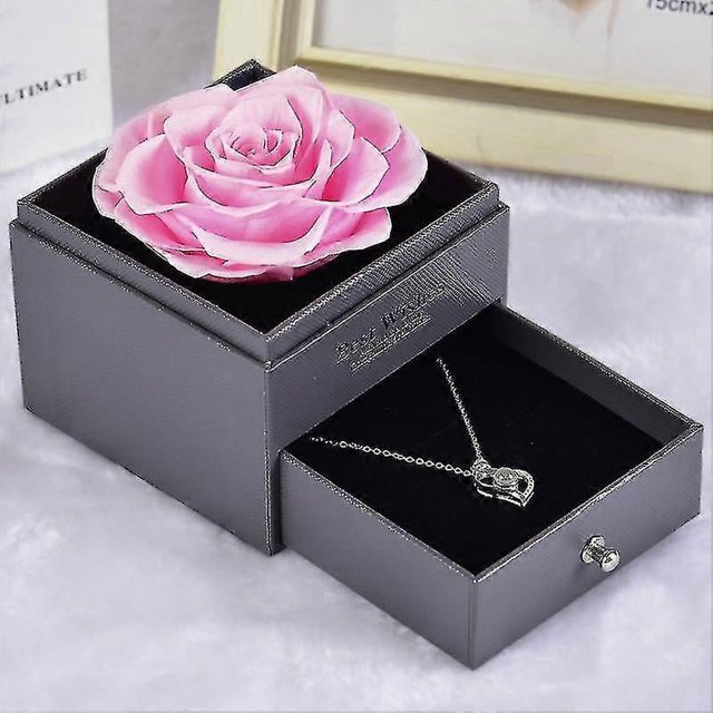 Joyero con rosa eterna Yashi collar de amor en 100 idiomas flores preservadas estuche para anillo de propuesta regalos de Navidad color rojo vino modelo 23168