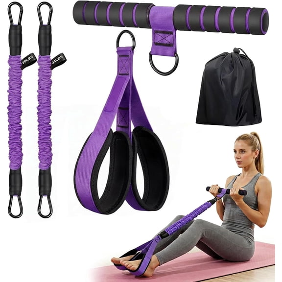 Upgraded Pedal Resistance Band with Handle, Adjustable 30-60LBS Exercise Bands for Home Gym, Sit Up Equipment for Full Body Workout, Core, Abs, Legs, Arms - Portable Workout Equipment for Women & Men