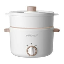 Brentwood 3.2-Qt. Multi-Function Electric Hot Pot Cooker with Food Steamer and Ceramic Non-Stick Coating, White, HPS-3302W, HPS-3302W