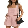 thumbnail image 1 of Tenues 2 Pcs pour Femmes Ensemble Assorti en Lin Débardeur Court avec Shorts Ensemble de Vacances Tendance d'Été, 1 of 7