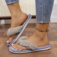 thumbnail image 6 of NexTorq Thong Slippers for Women Flip Flop Slippers House Slippers With Cozy Textured Fleece Upper Fuzzy Plush Lining Open Toe Comfortable Slip On Lightweight Indoor Bedroom Home Shoes Ladies, Gray, 6 of 6