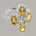 thumbnail image 5 of LBG British Made 925 Sterling Silver Natural Diamond & Citrine Womens Statement Ring - 33 size options - Size 10.75, 5 of 6