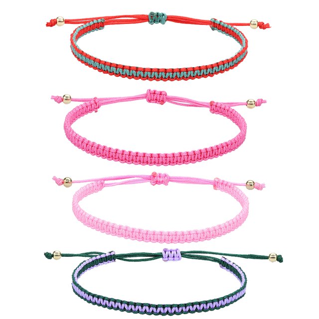Juego de 4 pulseras ajustables para mujer, accesorios de joyería para mujeres y niñas, buena suerte Adepaton BST3002771-3