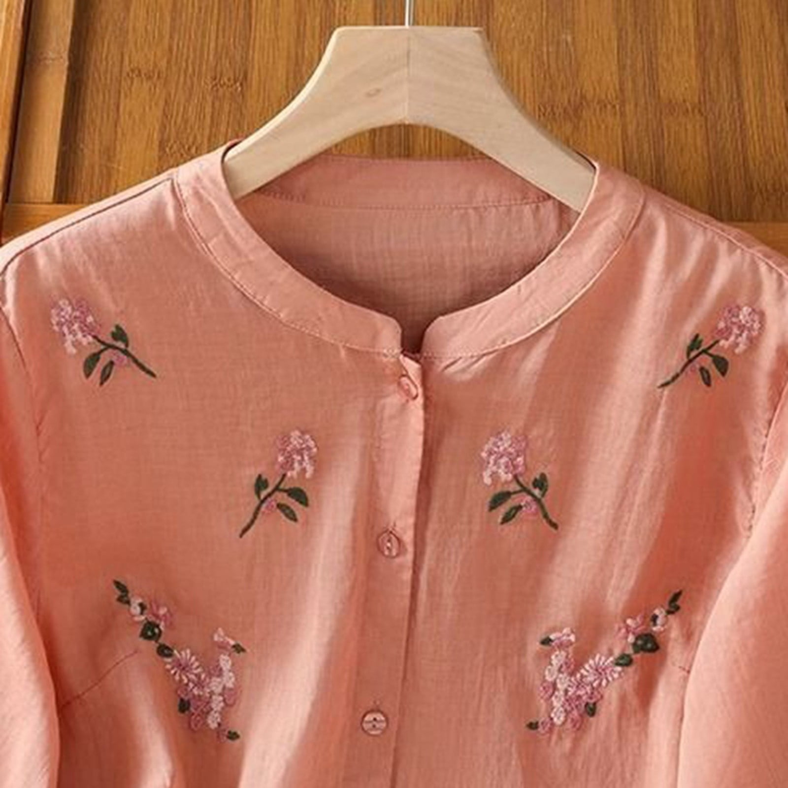 SHIXIAOO Women's T Shirts Lightweight Linen Blouse with