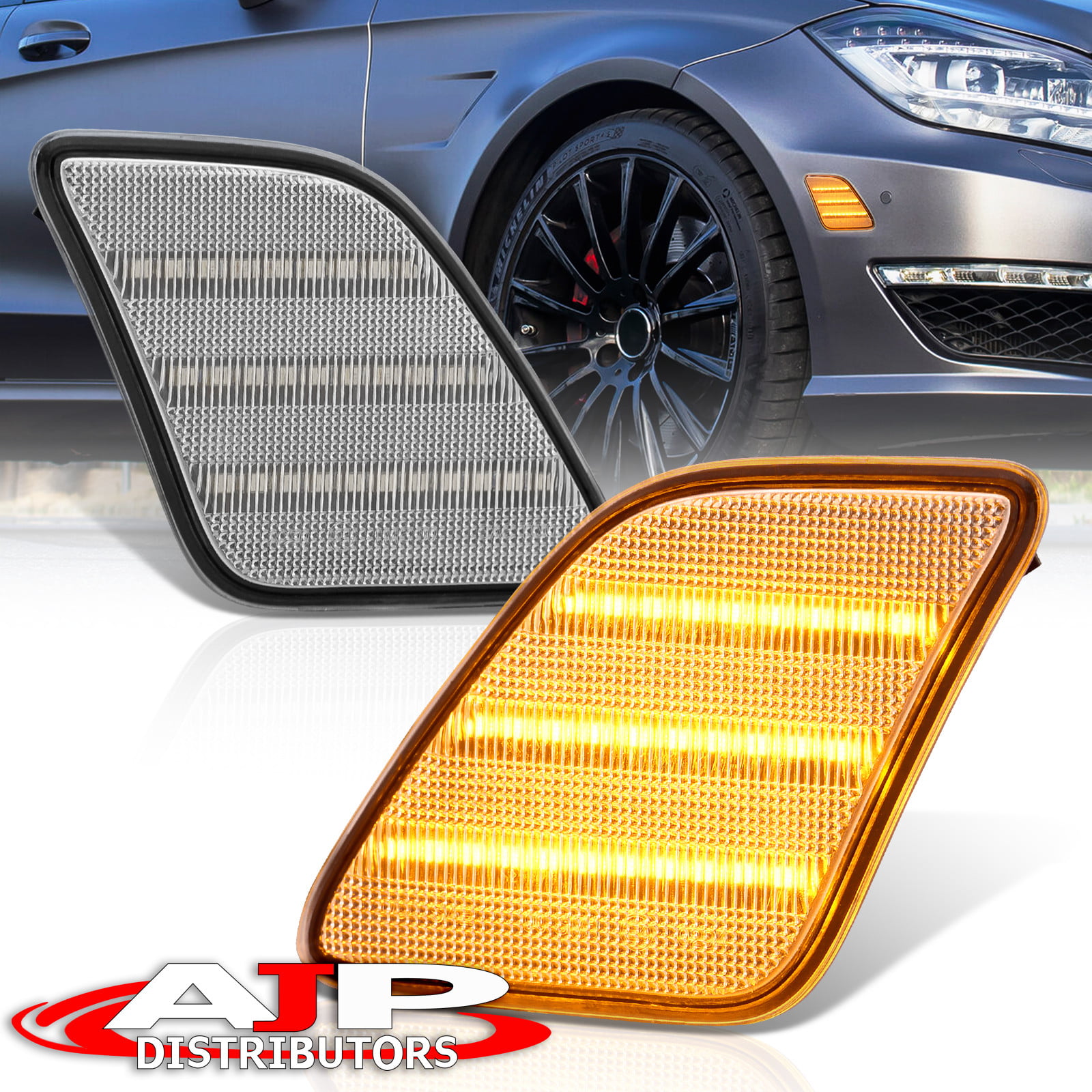 AJP Distributors Clear Amber LED Front Bumper Side Marker Lights Lamps  Compatible/Replacement For Mercedes-Benz CLS63 AMG W218 C218 / S-Class W221  S400 S550 S63 2010 2011 2012 2013 2014 10 11 12 13 14 - Walmart.com