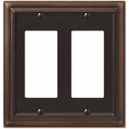 Cast Bronze Wall Register - Continental Aged Bronze Cast Double Rocker Wallplate