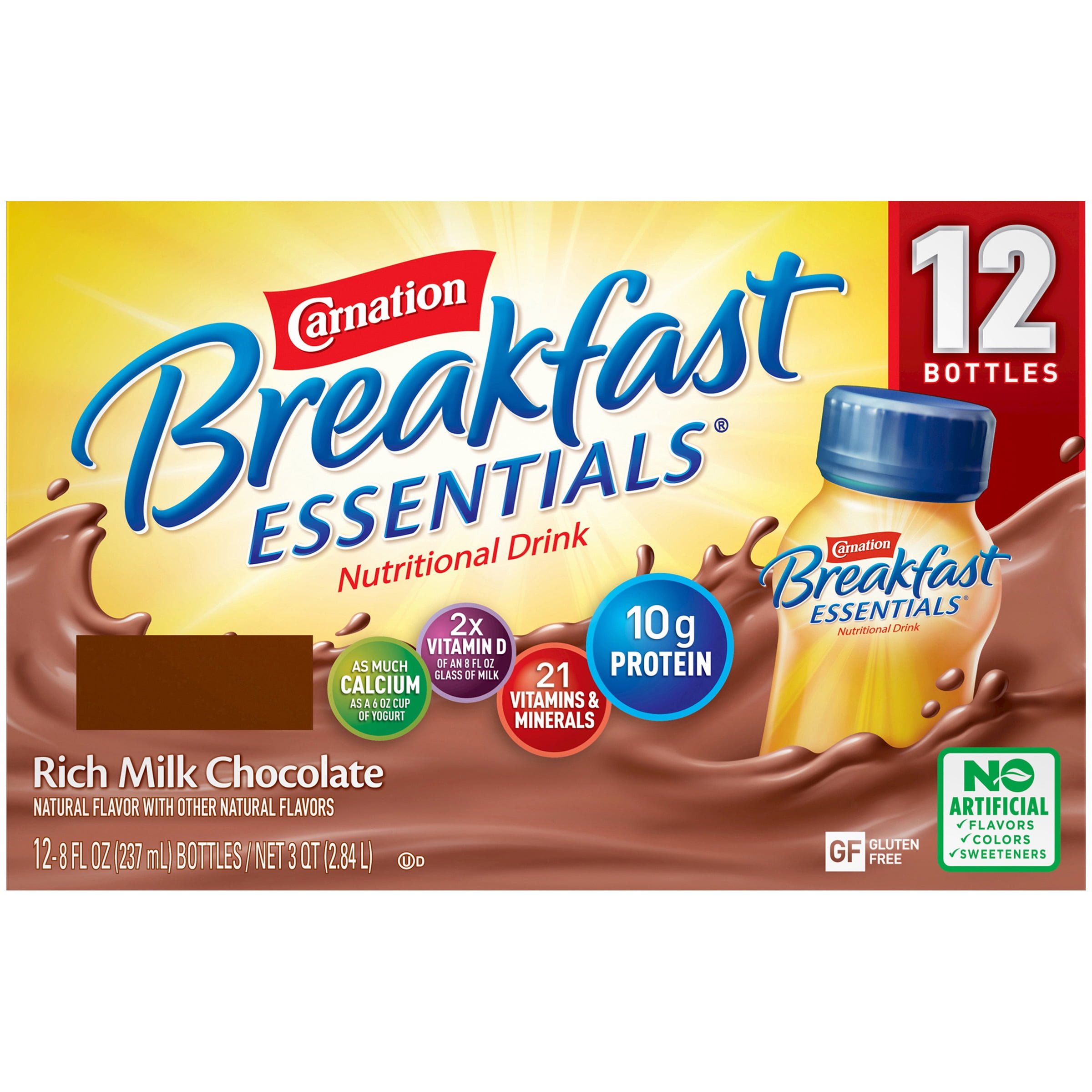 CARNATION BREAKFAST ESSENTIALS Rich Milk Chocolate 12-8 fl. oz. Bottles