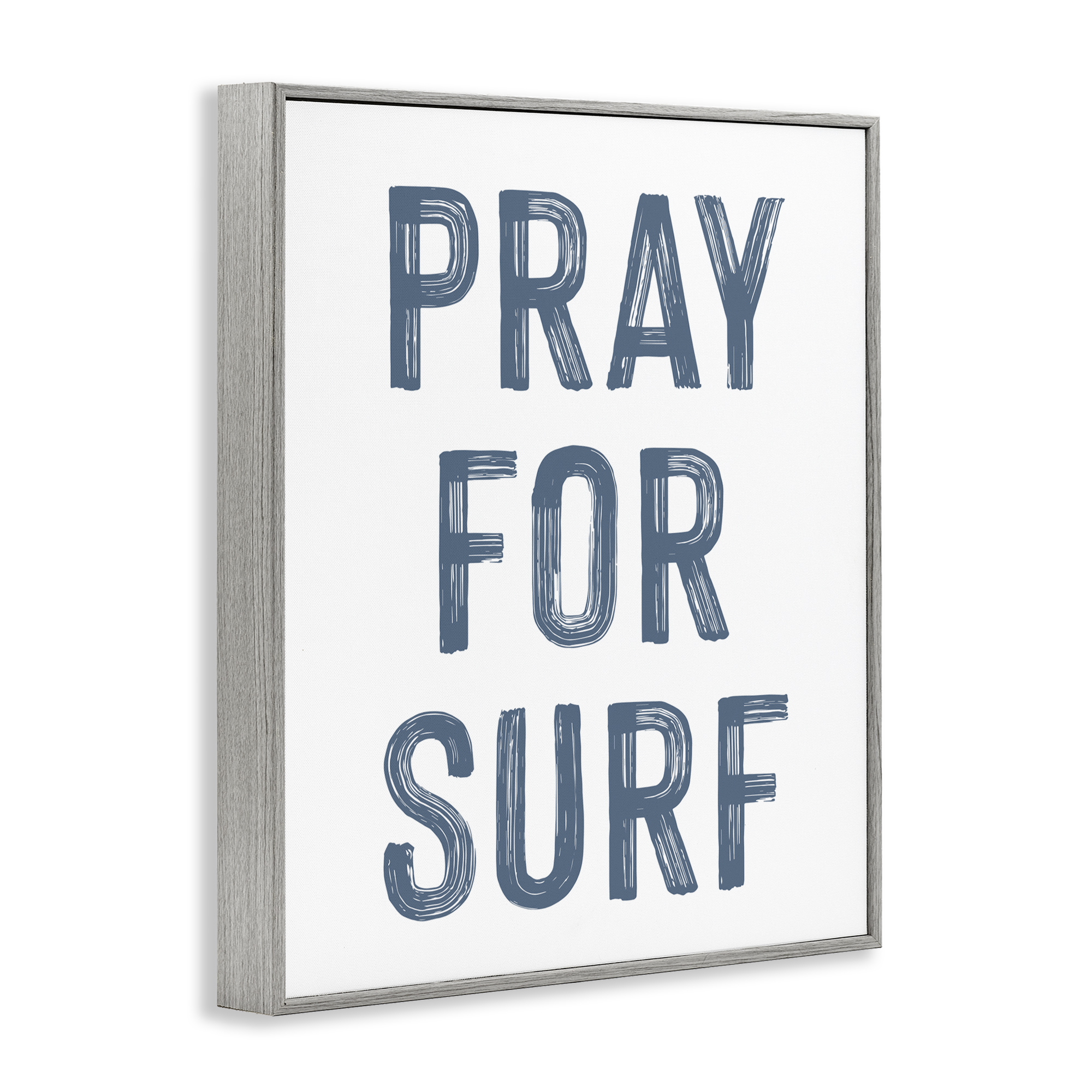 Summer Sentiment Pray For Surf Gray Framed Giclee Art, design by Lettered and Lined