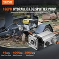 thumbnail image 2 of Hydraulic Log Splitter Pump, 16GPM, 2 Stage 4000PSI Wood Log Splitter Pump, 1'' Inlet 1/2'' NPT Outlet 3600 RPM Aluminum Hydraulic Gear Pump, for Small Engine Mounting Log Splitters Snowplow, 2 of 6